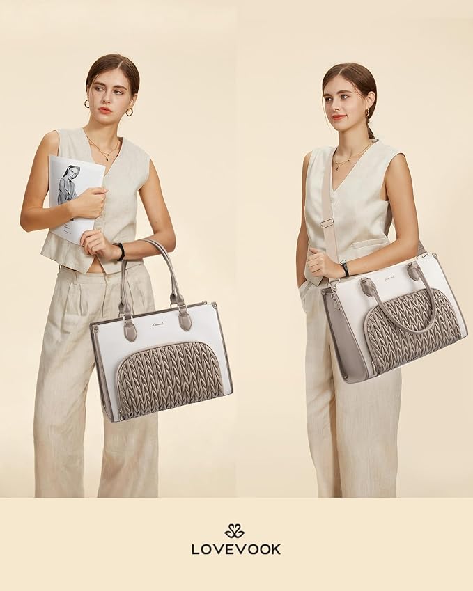 LOVEVOOK Lunch Tote Bag for Women, 3 in 1 Work Bag with Insulated Lunch Compartment, 15.6 Inch Laptop Tote Bag for Teacher, Nurse, Business, Office