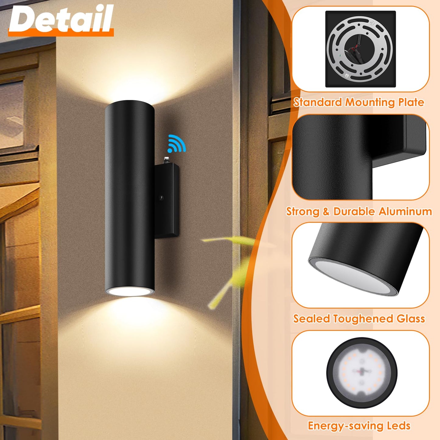 4-Pack Dusk To Dawn Outdoor Wall Lights  12W 2700K Up And Down Led Porch Lights Outdoor  Black Modern Exterior Lighting Fixtures  Waterproof Anti Rust Outside Lights For House  Patio  Door