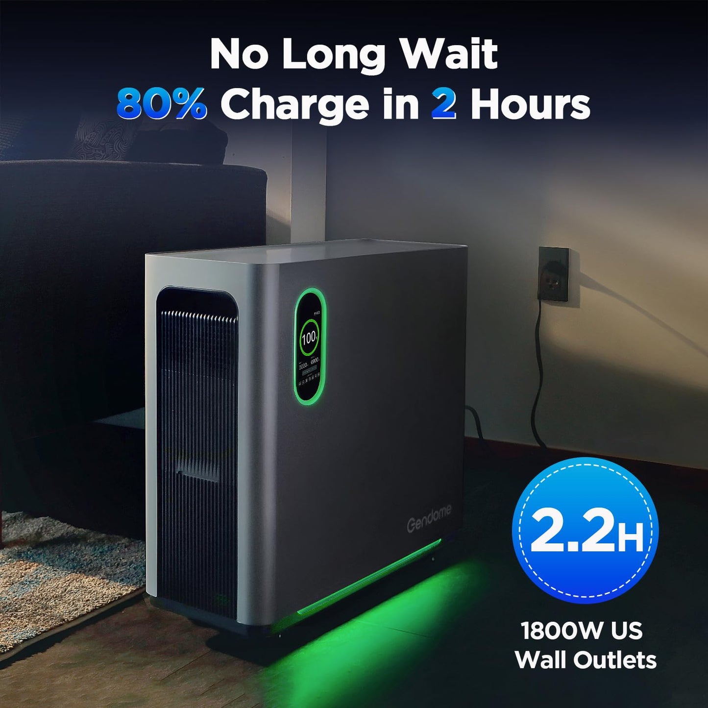 Gendome Portable Power Station Home3000, 3072Wh Lifepo4 Battery, 3000W Ac/140W Usb-C Output, 17 Output Ports, Power Station For