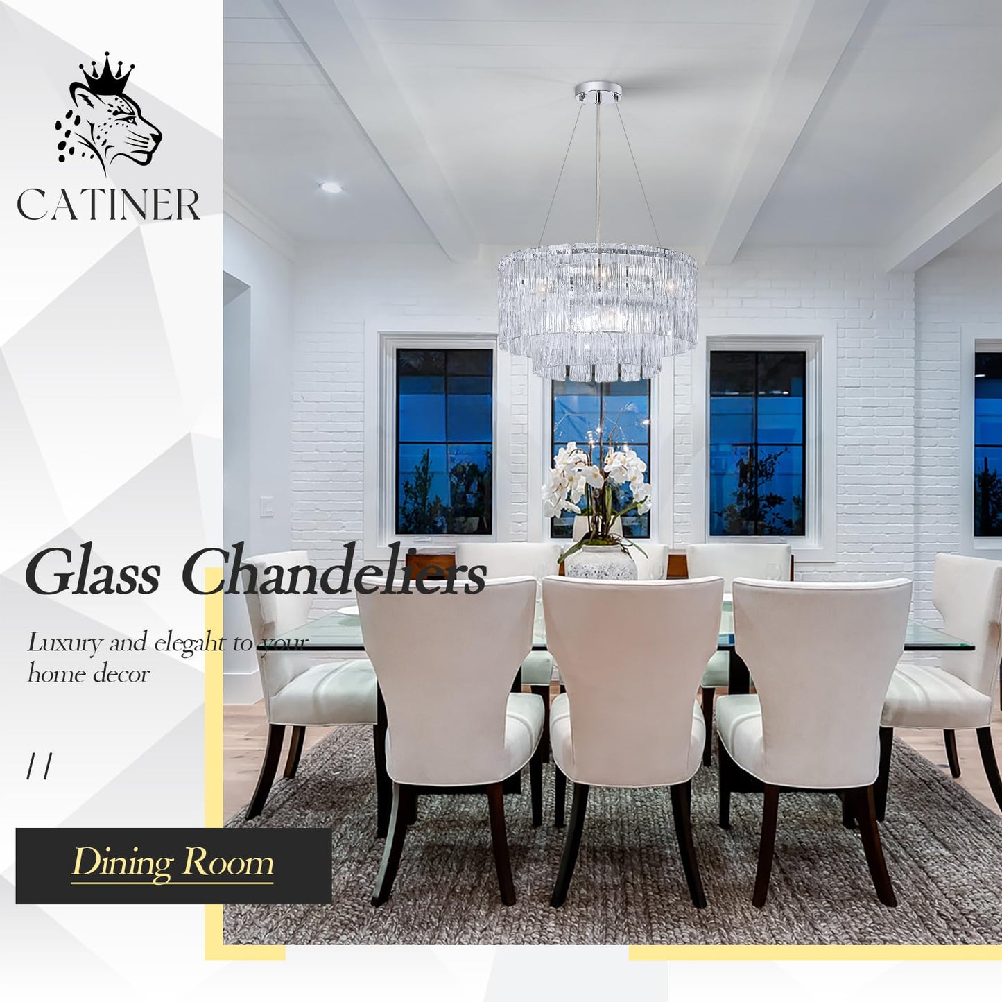 Modern Chrome Chandeliers  20  7-Light Crystal Glass Ceiling Pendant Light Fixtures stylish Round Chandelier 2 Tiers Hanging Lighting For Dining Room Foyer Living Room Bedroom