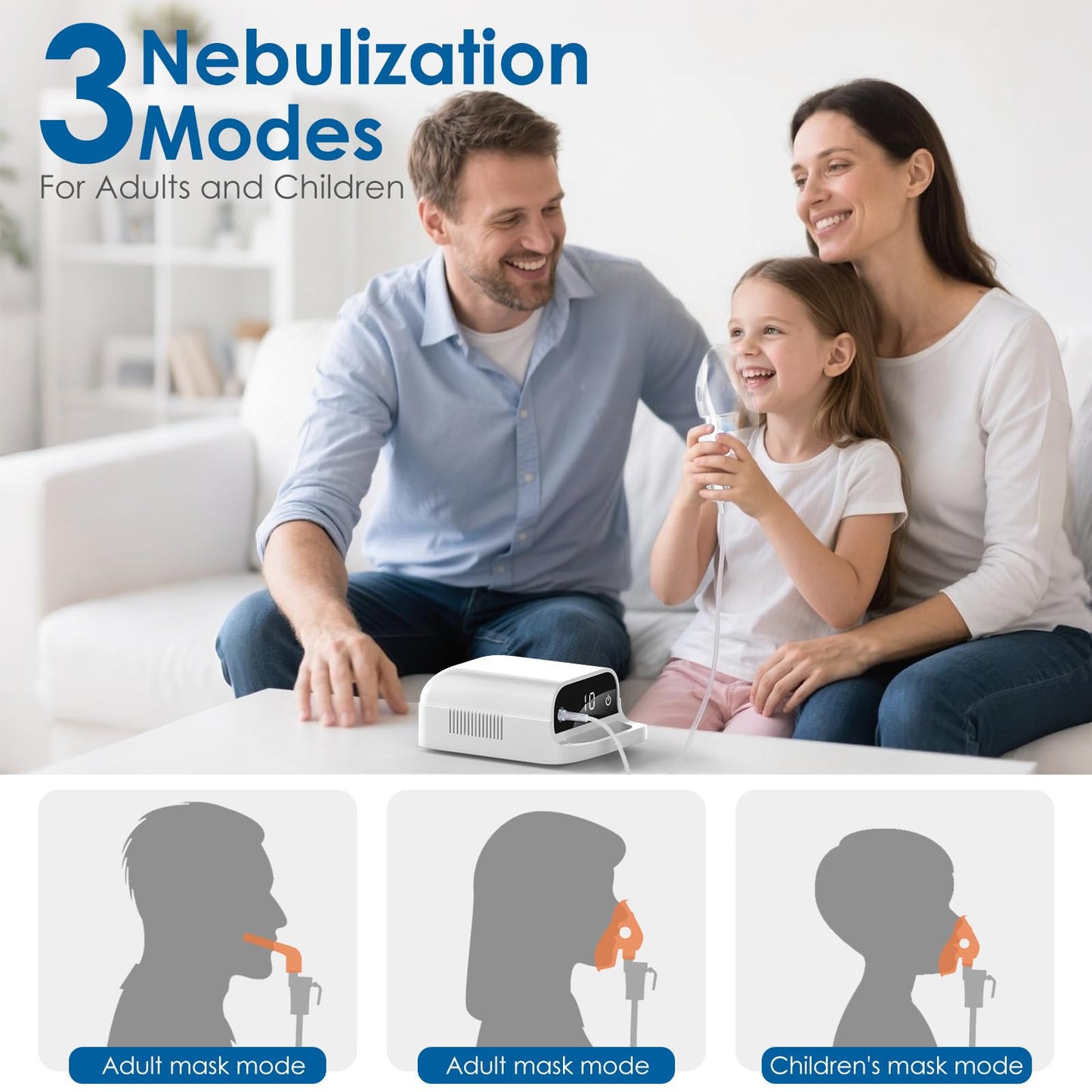 Smart Nebulizer, Intelligent Digital Display Nebulizer Machine for Adults and Kids,Low Noise Compression Nebulizer for Breathing Problems,Desktop Jet Nebulizer for Home Use Spacer-16