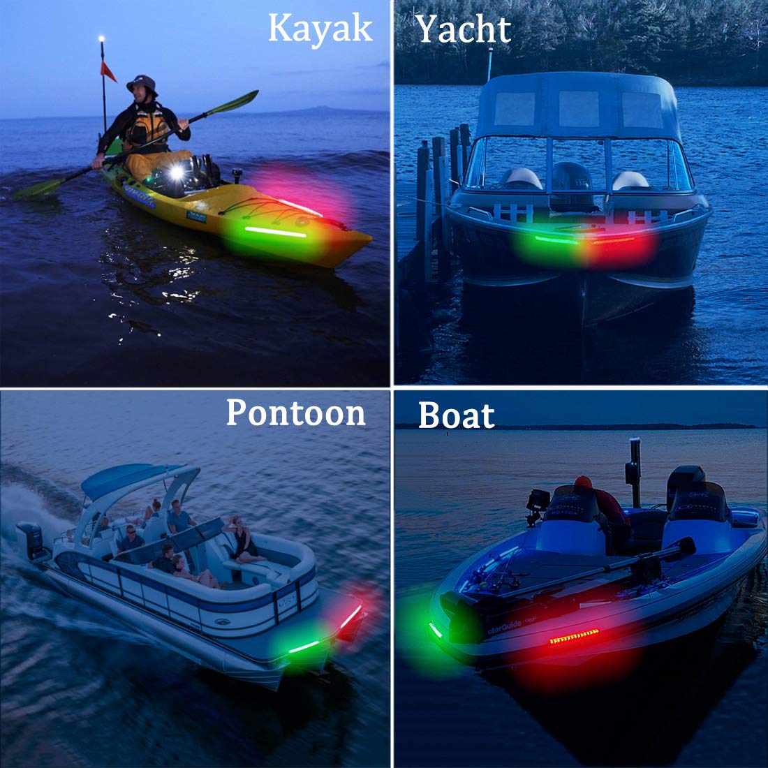 Botepon Navigation Lights For Boats Led  Adhesive Install Red And Green Bow And Deck Lights For Night Fishing  Ip67 Waterproot For For Pontoon  Bass  Dinghy  Kayak Jon Boat
