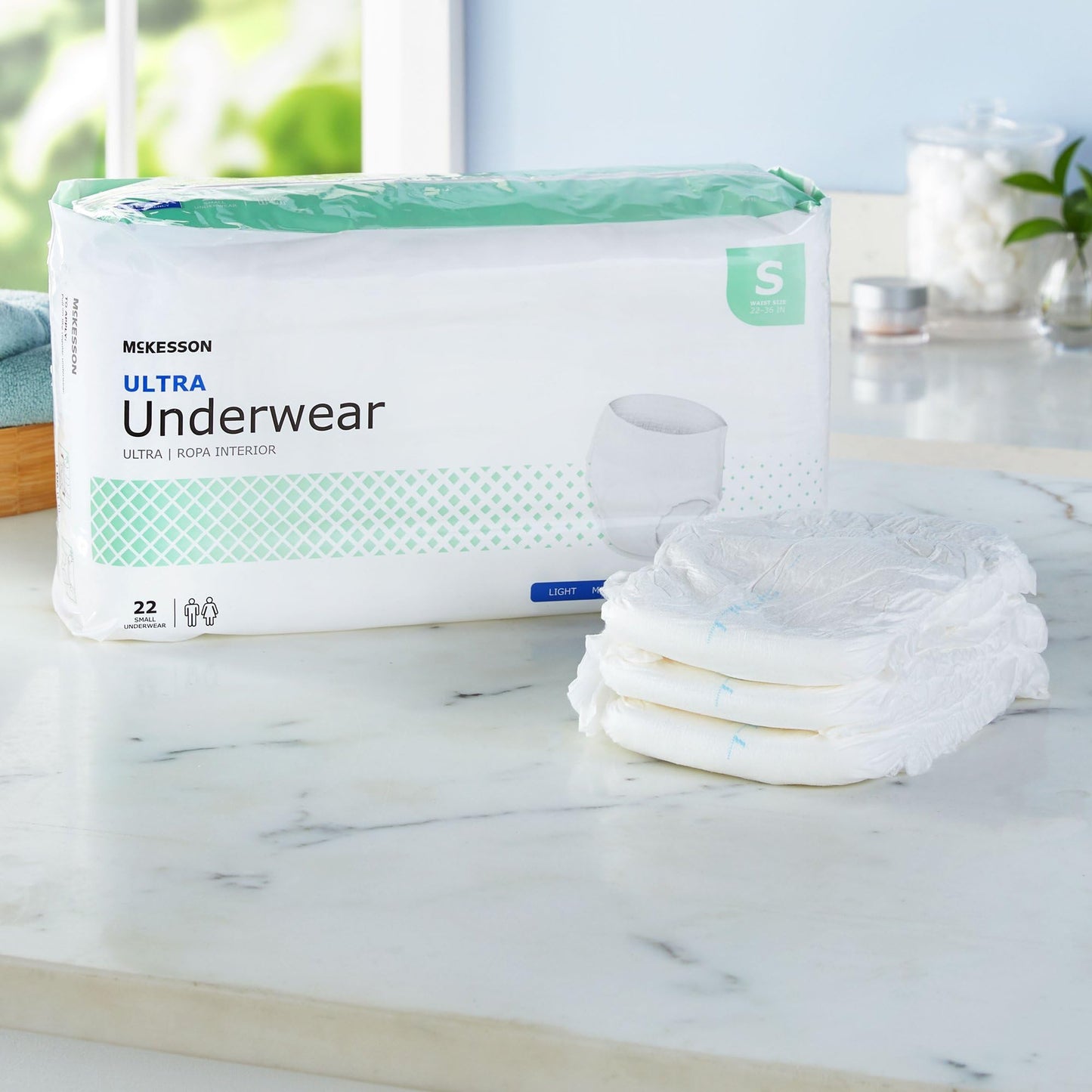 McKesson Ultra Adult Incontinence Underwear, [88 Count], Heavy Absorbency, Small, 22-36 in. Unisex Bladder Leak Protection, Pull-On Style with Tear-Away Sides, Postpartum and Incontinence Support