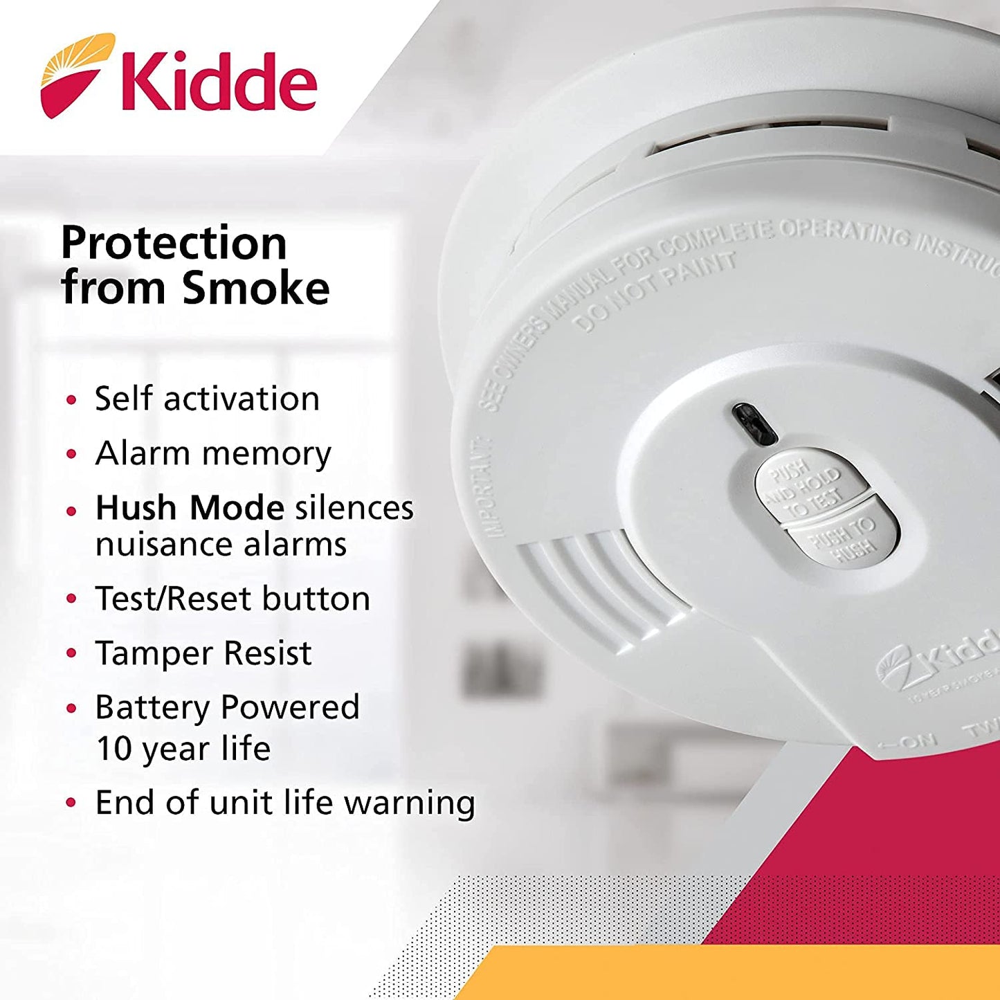 Kidde Smoke & Carbon Monoxide Detector with Smoke Detector, 10-Year Battery Powered 2-Pack