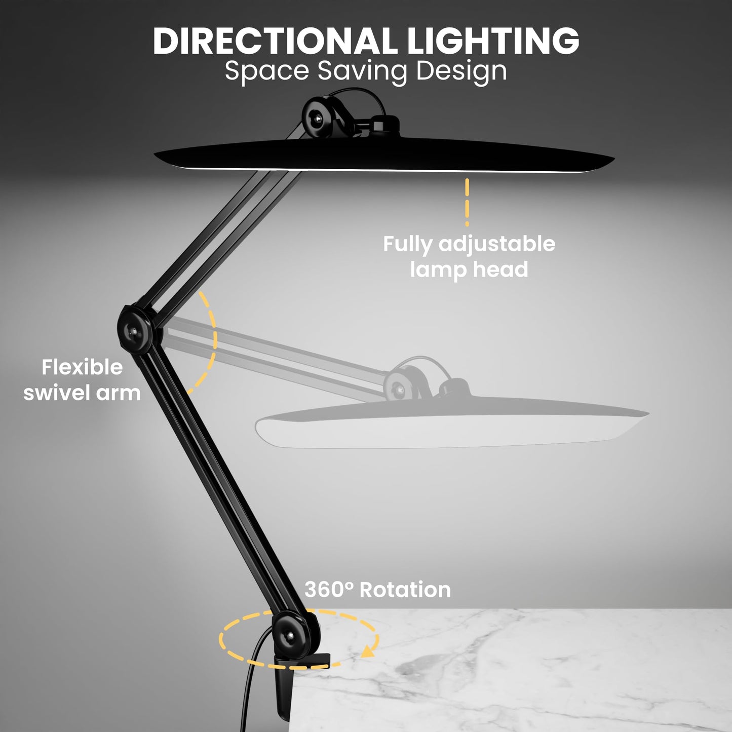 Gelpal 3000 Lumens Adjustable Led Desk Lamp & Task Lamp - Bright  Dimmable Lighting For Office  Crafts  Nails &Salon Hobbies With Clamp (Cct  Black)