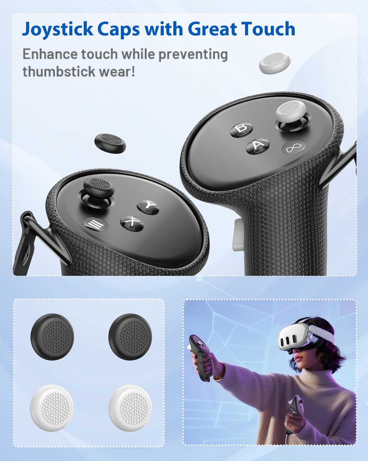 Protective Case for Meta Quest 3, TanReginal Accessories for Meta Quest 3, Impact and Scratch-Proof Case with 1 Headset Cover, 2 Controller Grip, 4 Joystick Caps and More