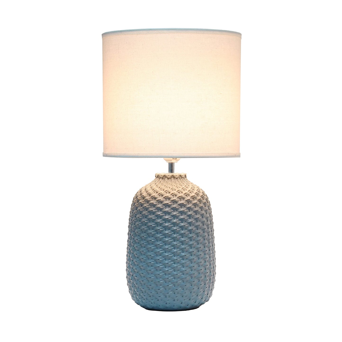Simple Designs LT1135-GRY Ceramic Bedside Table Lamp 20.4in Tall Gray with White Fabric Drum Shade