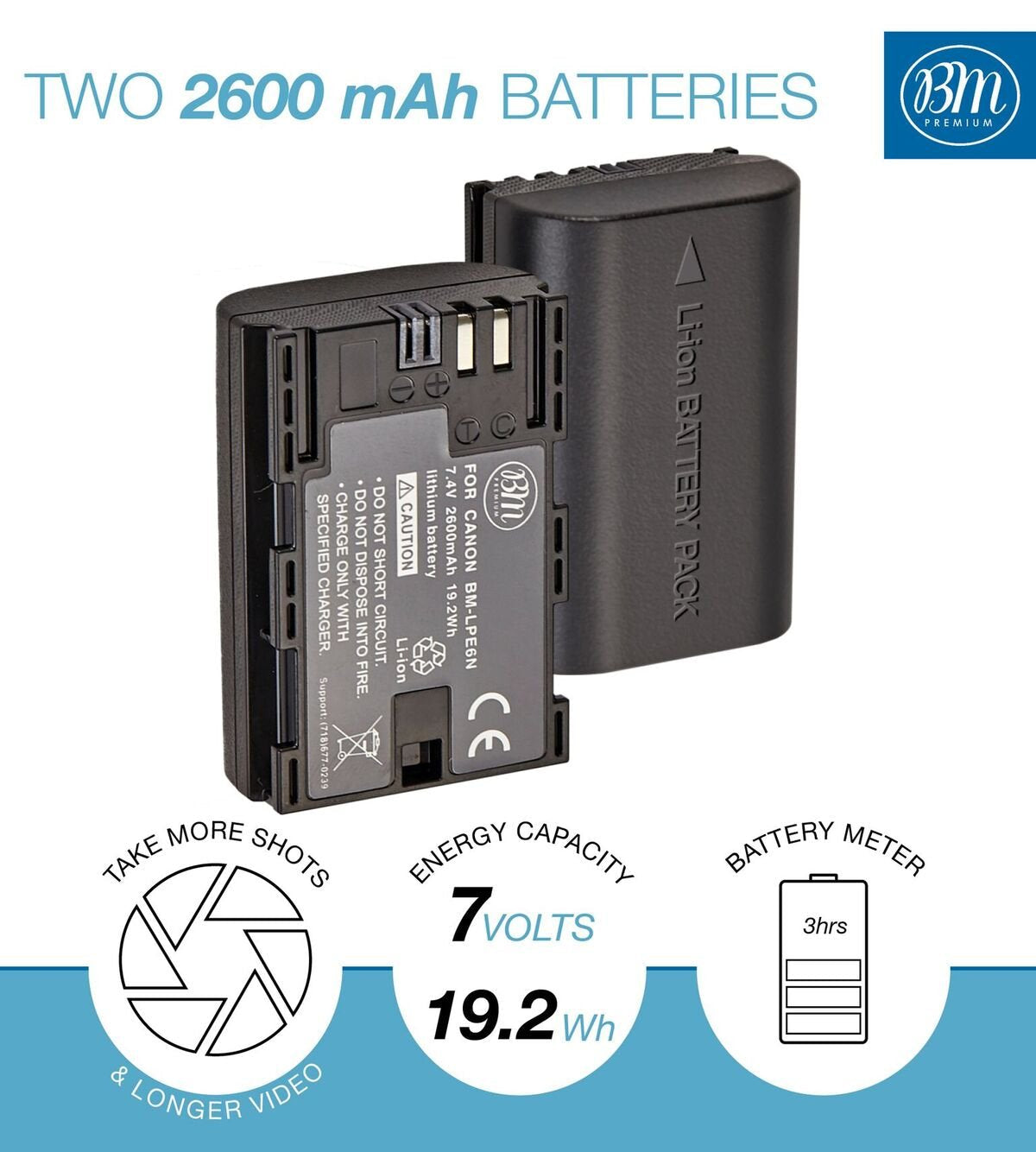 Bm 2-Pack Of Lp-E6N Batteries And Dual Battery Charger For Canon Eos R, 90D, 60D, 70D, 80D, 5D Ii, Iii, Iv, 6D, 7D, 7D Mark Ii,