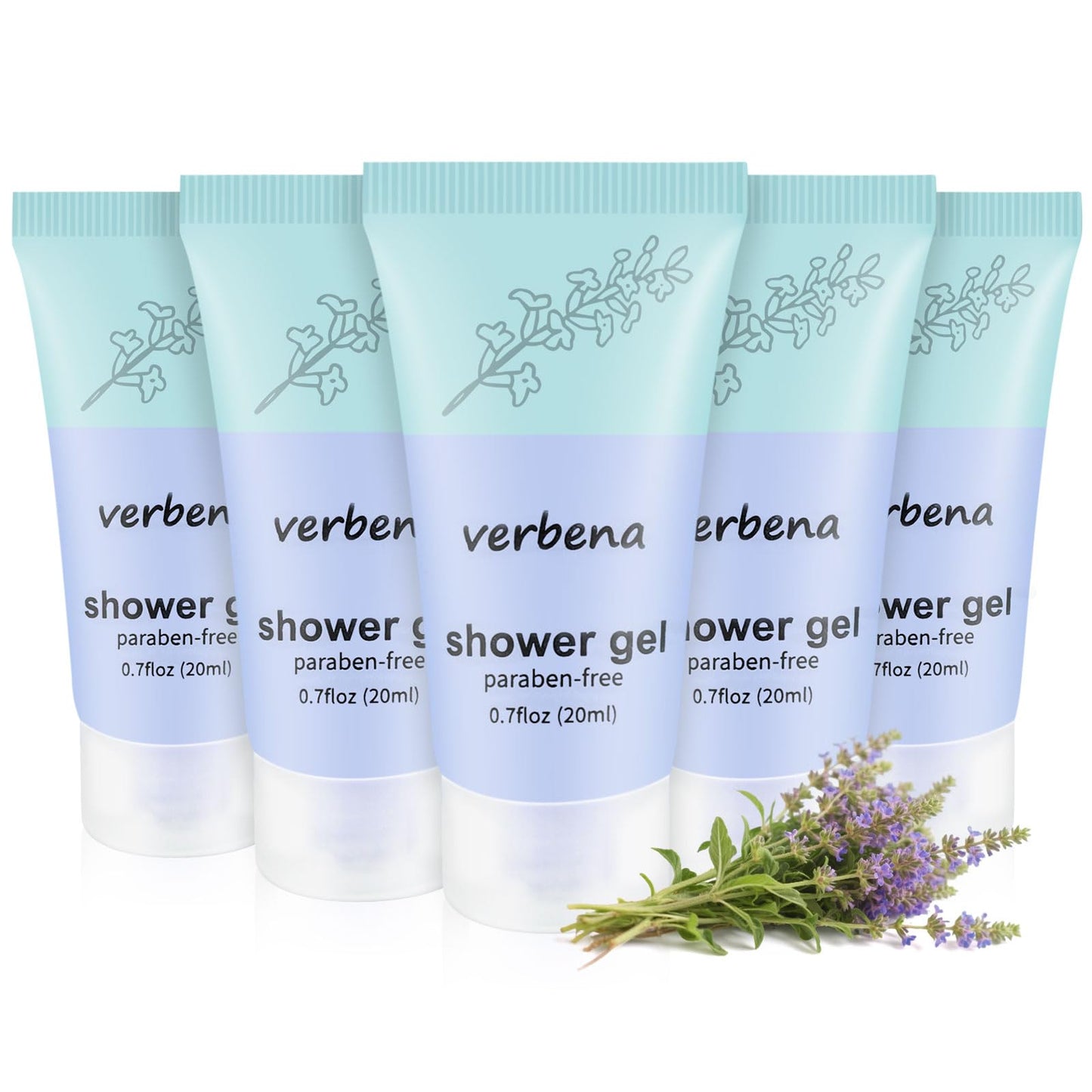fafortune Travel Size Body Wash Bulk,Verbena Scent,0.7 fl oz (20ml) Small Size Mini body wash,Hotel Supplies Bulk for Guests Air