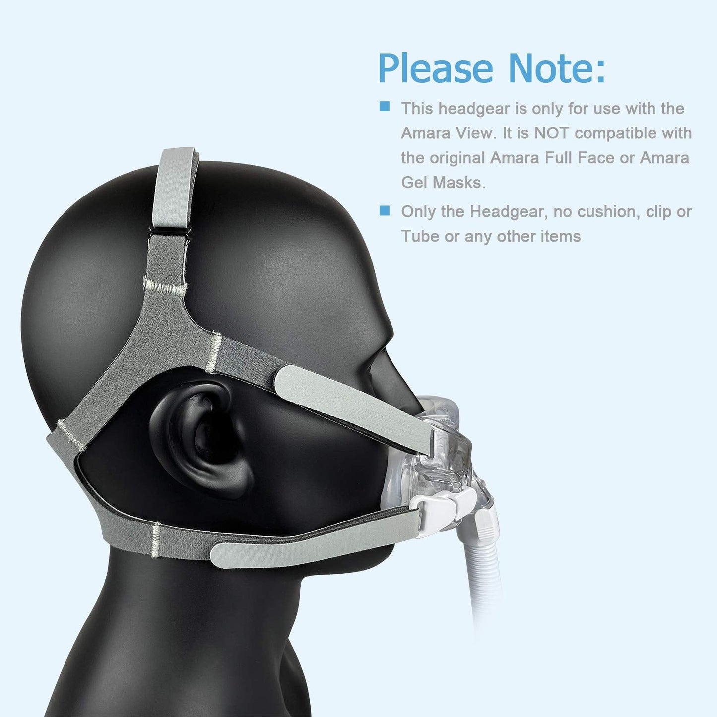 Amara View CPAP Mask Headgear Replacement Strap Soft and Comfortable Fabric Straps for Respironics Amara View Mask Size Standard (Strap Only - 2 Pack)