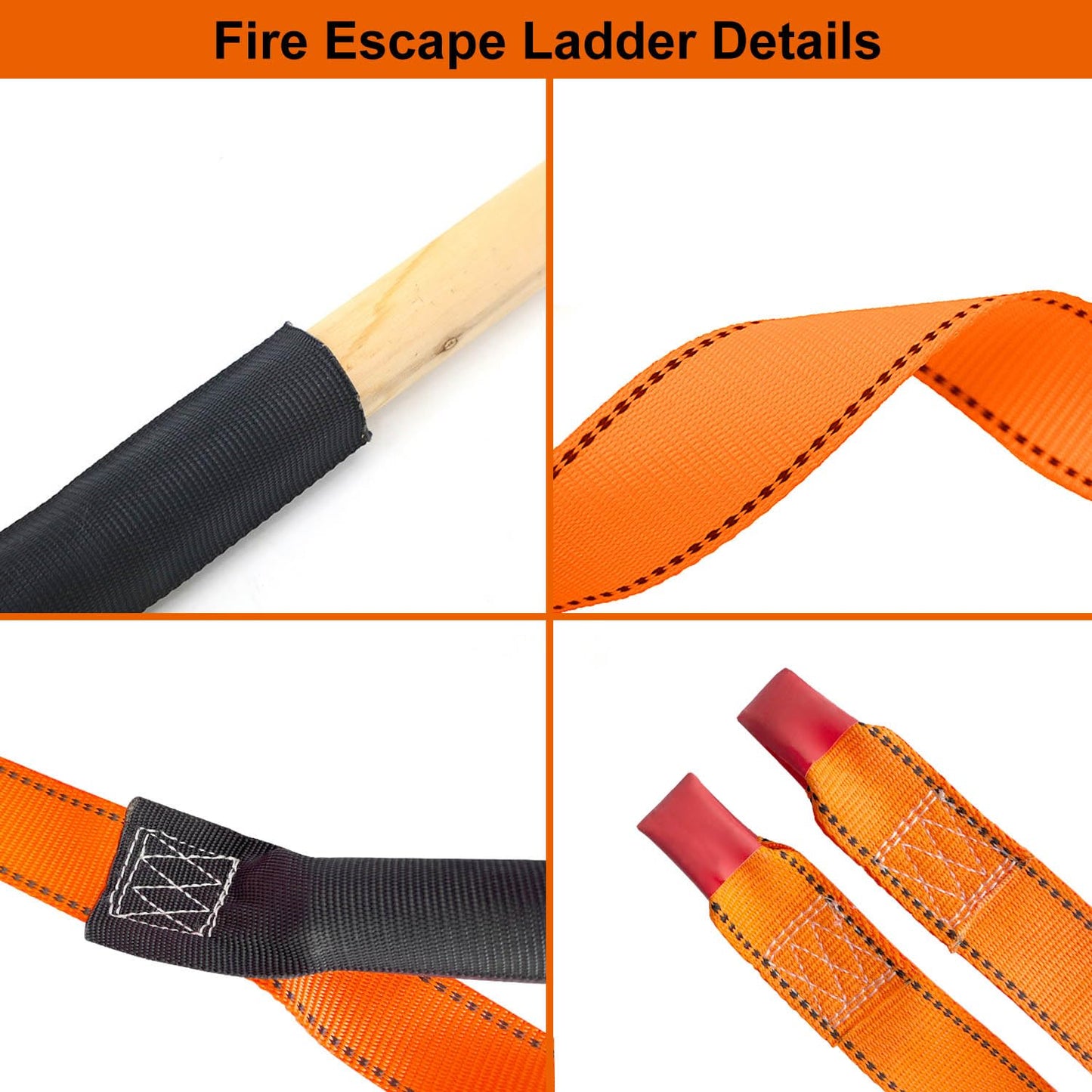 FKNGS Fire Escape Ladder, 16.4 Feet Emergency Fire Ladder, 2-3 Story Homes Reusable Safety Rope Ladder for Kids and Adults