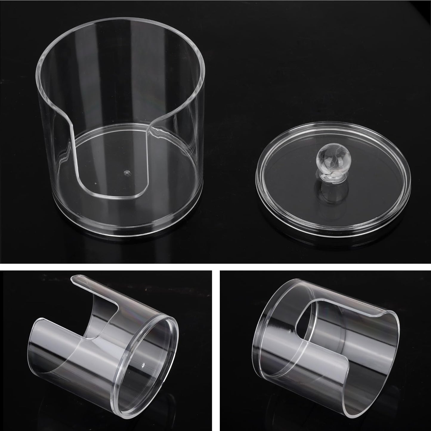 Tbestmax Plastic Cotton Round Holder and Dispenser, Clear Cotton Pads Storage Bathroom Canister Vanity Makeup Organizer