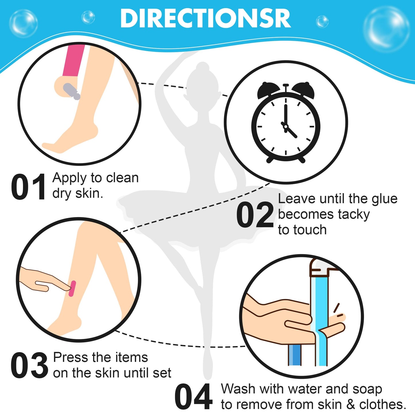 HappyAlley 1 Pcs Roll On Body Glue for Dancers with Metal Tip Roller Ball, 2oz Sweat-Resistant Body Adhesive, Clear & Non Toxic
