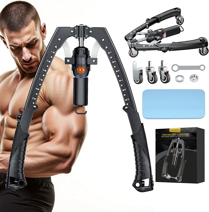 Twister Arm Trainer, 3 in 1 Hydraulic Power Chest Workout Equipment with Ab Roller Wheels and Hooks, Adjustable 22-440lbs ...