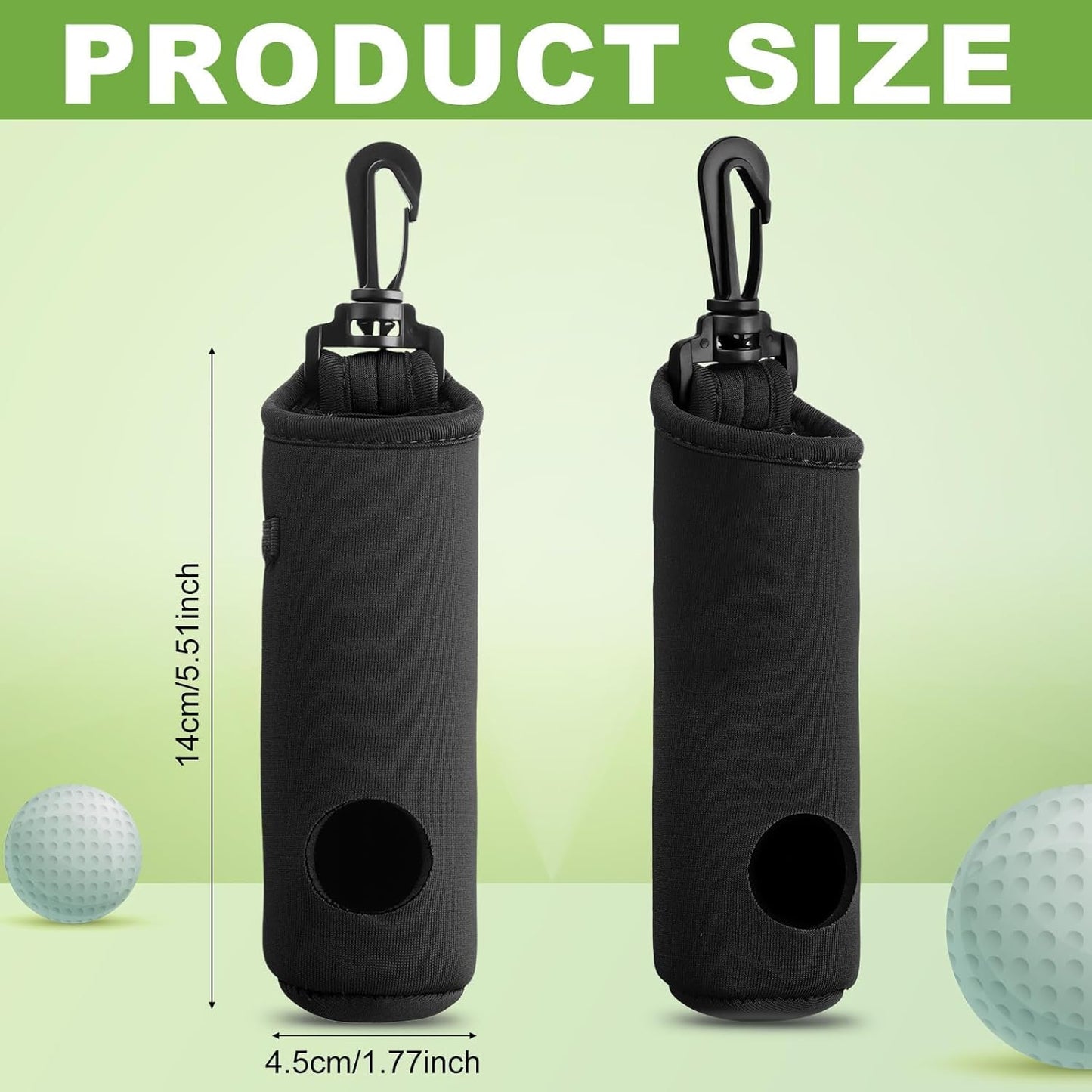 Golf Ball Holder Golf Tee Holder Golf Ball Carry Bag Pouch with Light Weight Hook Keychain Belt Clip Portable Golf Accessories for Men Women 2 Pack