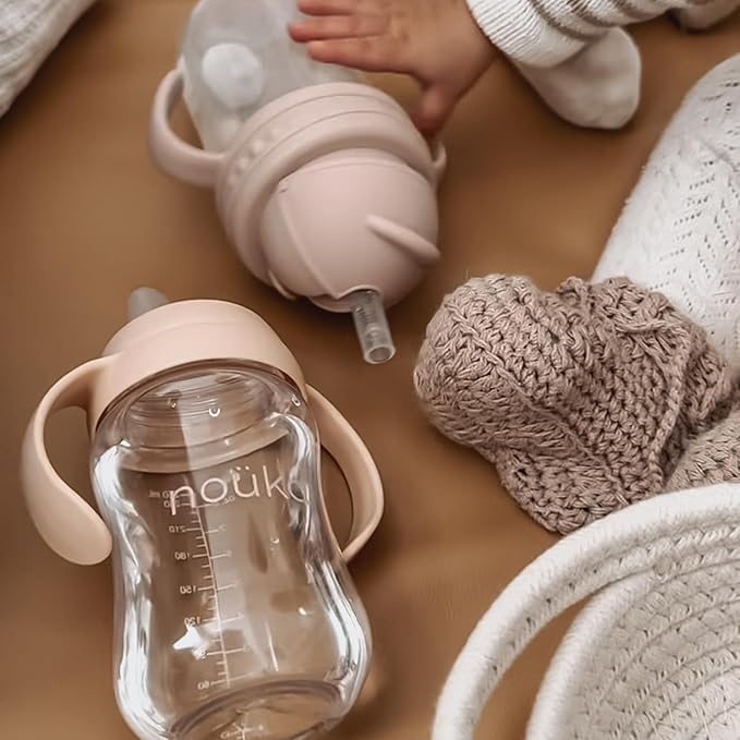nouka Soft Spout Tritan Sippy Cup | Leak Proof and Easy Grip | Removable Handles | Sunrise