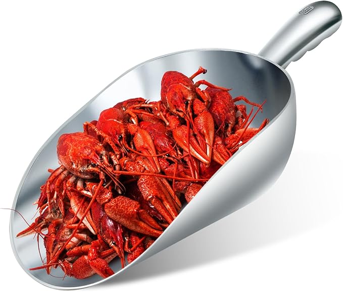 58-ounce Metal Ice Scoop Large Rock Salt Scoop Aluminum Utility Scooper Round Bottom Crawfish Boil Party Supplies Accessories for Kitchen Bar Seafood Party Ice Machine