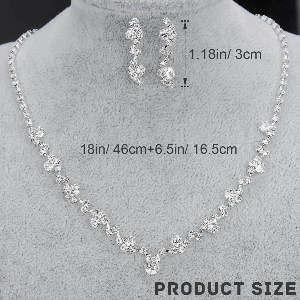 Unicra Bride Crystal Necklace Earrings Set Bridal Wedding Jewelry Sets Rhinestone Choker Necklace Prom Costume Jewelry Set for W