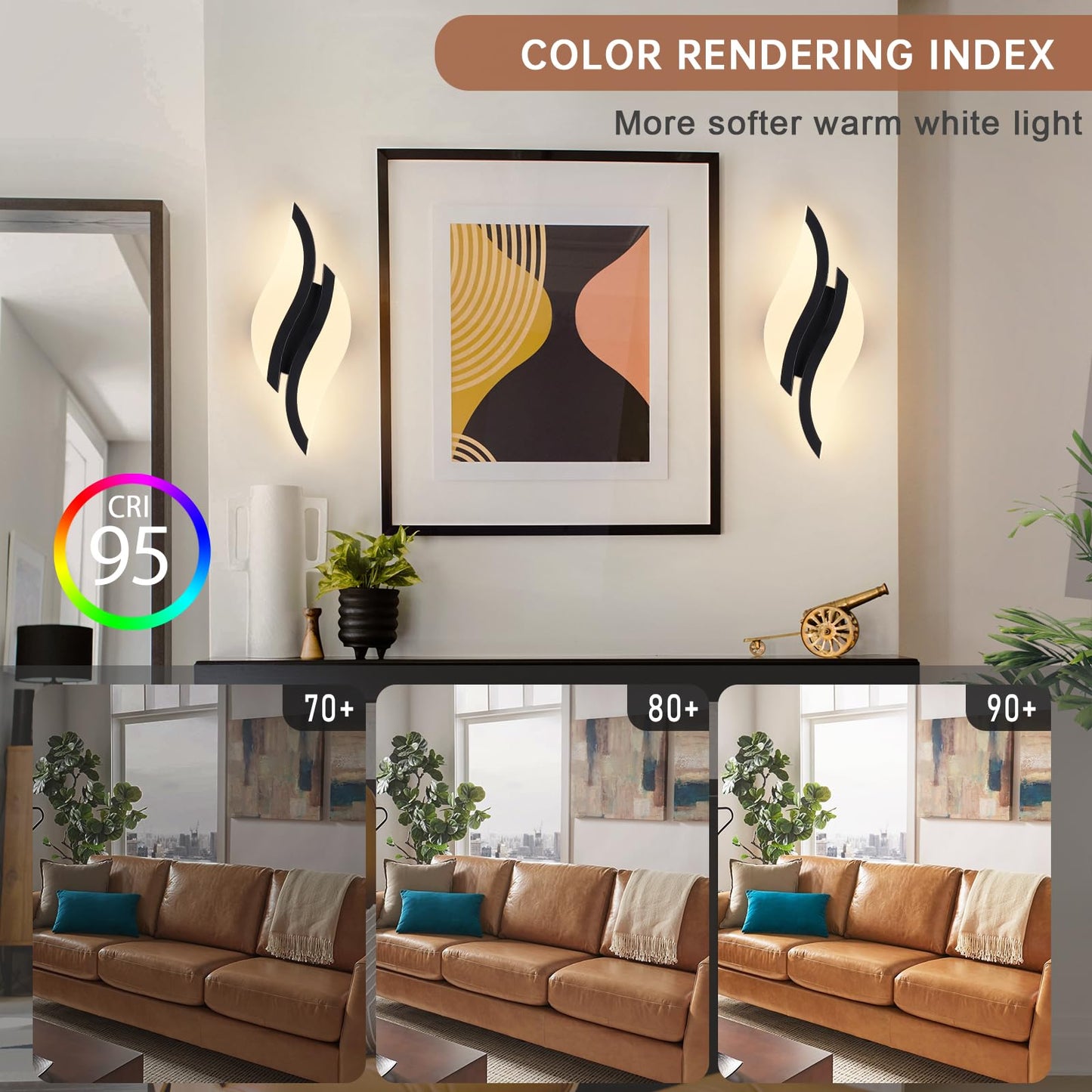 Caneoe Modern Led Wall Sconce 3000K Warm White Black Indoor Wall Light Fixtures Acrylic Wall Sconce Lighting For Living Room Bedroom Bedside Bathroom Hallway Stairway Wall Lamp (Black  1 Pack  3000K)