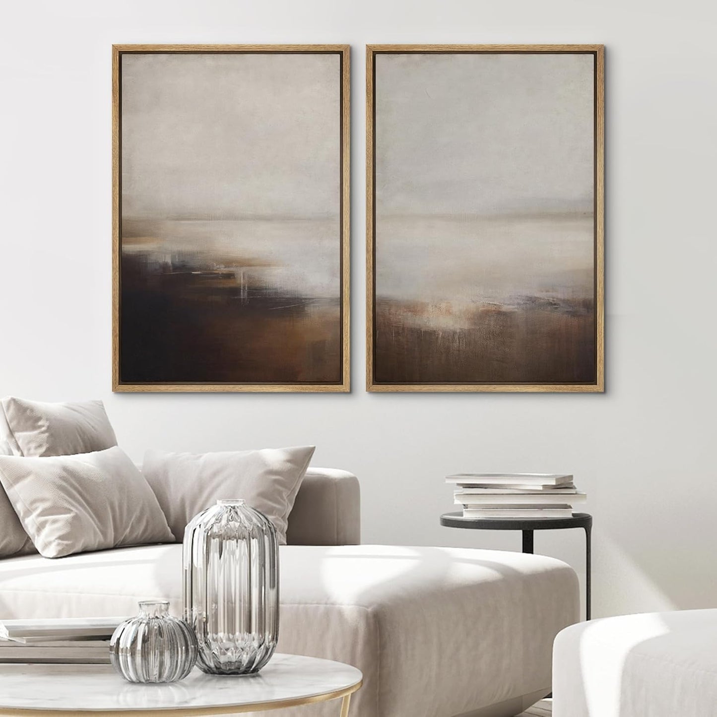 SIGNWIN Framed Canvas Print Wall Art Neutral Landscape Subtle Brown and Gray Tones Illustrations Modern Art Decorative Contemporary for Living Room, Bedroom, Office - 16"x24"x2 Natural