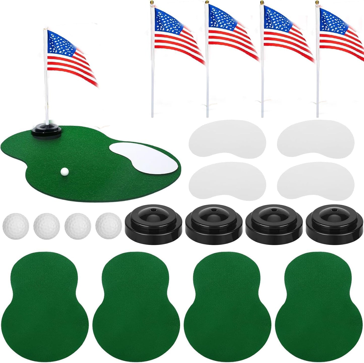 4 Set Golf Centerpieces Table Decorations Golf Party Supplies Including Ball Sand Trap Red Flag Plastic Flag Stand for Sport Themed Birthday Party Decor (Green Golf centerpieces set1)