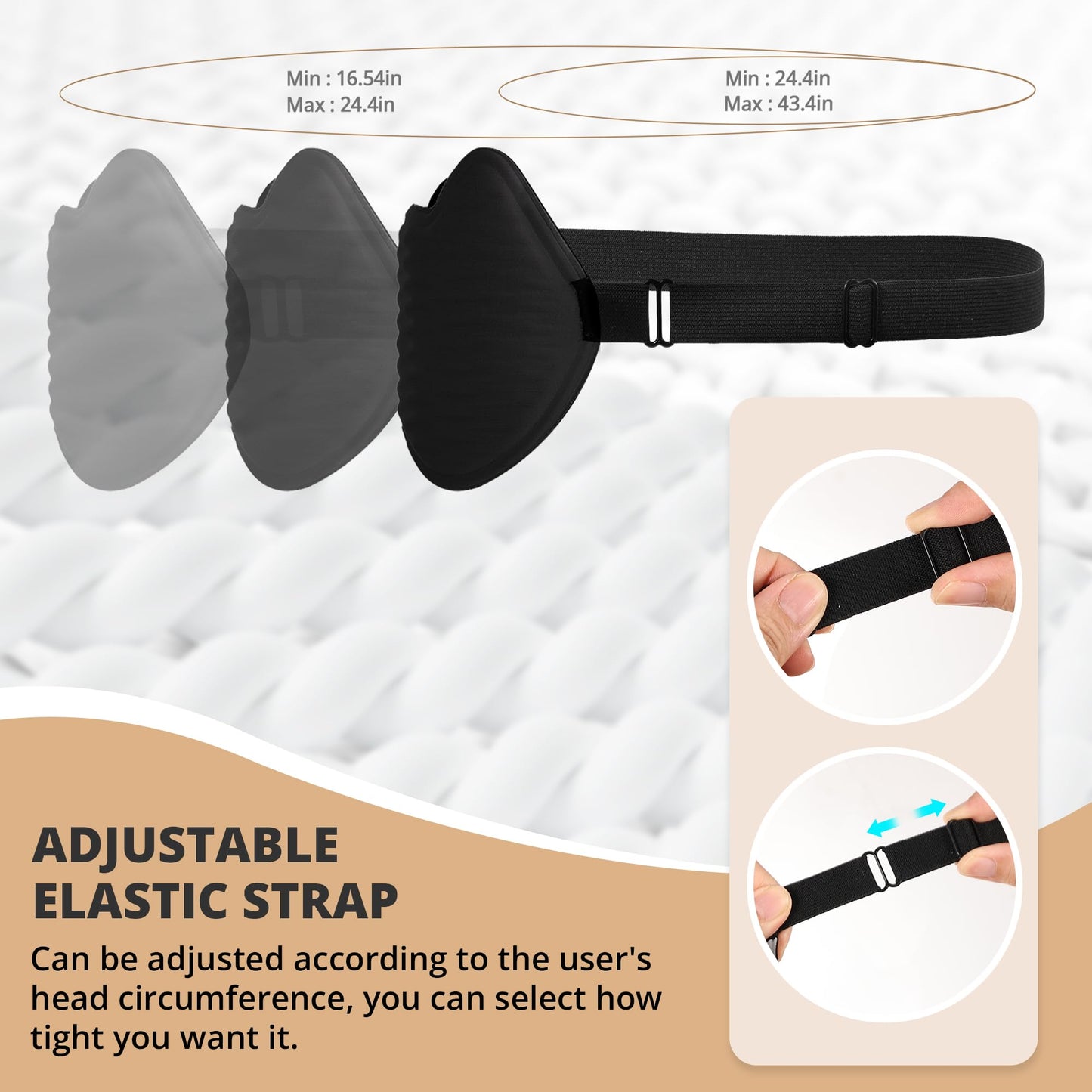 3D Kids Sleep Eye Mask: 3D Contoured Cup Sleeping Masks, Blindfold Sleep Eye Cover with Adjustable Strap, Memory Foam Lightweight Night Eyeshade for Boys Girls Teens (Black)