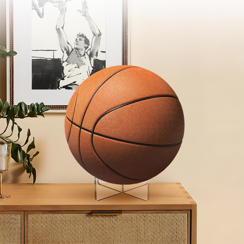 [4 Pack] Basketball Stand 3.54x1.3 Inch, Clear Acrylic Ball Stand for Display, Storage Holder for Football Volleyball Soccer Basketball Rugby