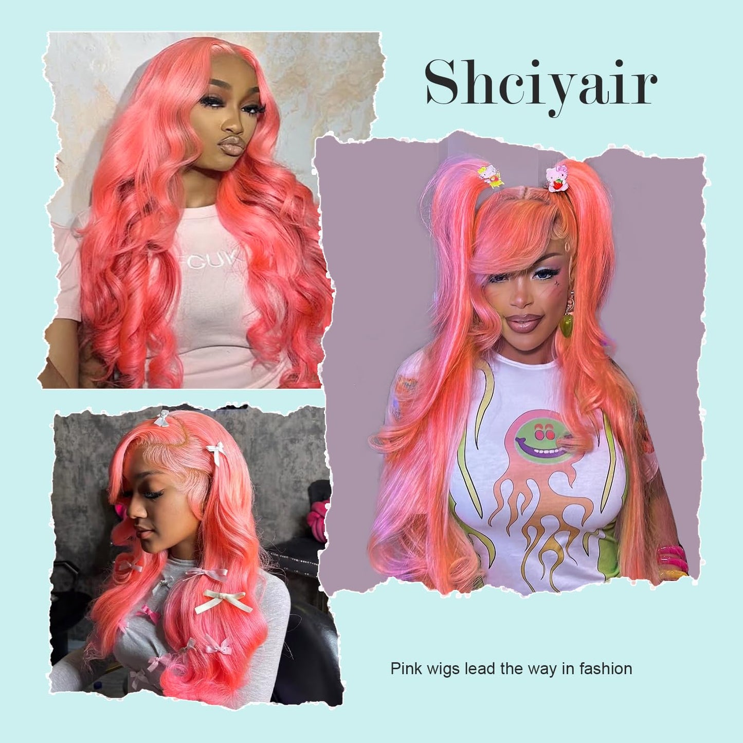 Shciyair 26 Inch Pink Wig Human Hair 200 Density Pink 13x4 HD Lace Front Wigs Human Hair Pre Plucked Body Wave Human Hair Wig Co