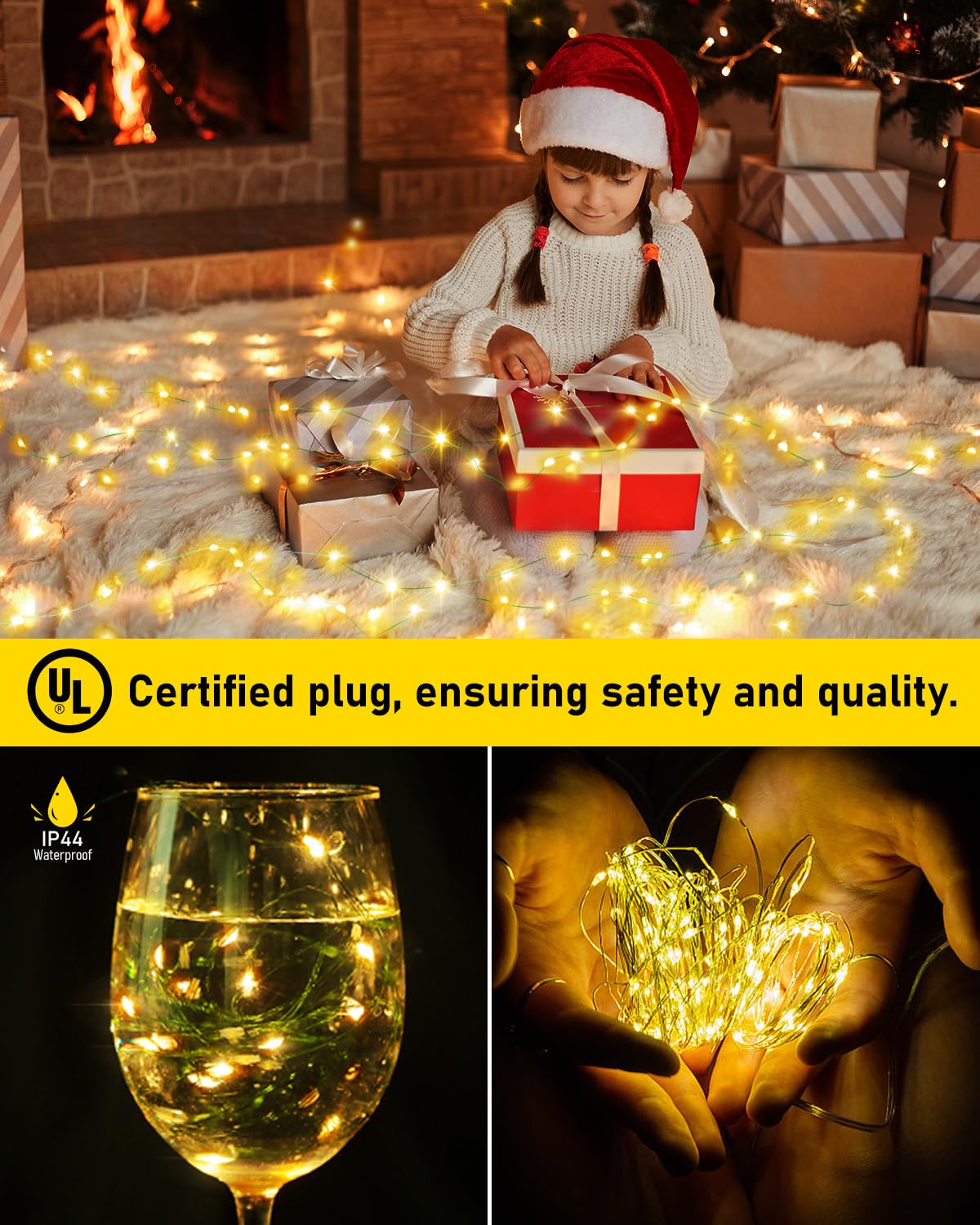 KNONEW 100FT Outdoor Christmas Fairy Lights, 300 LED, Waterproof, Warm White, Model 68KN-168LIG-NIU