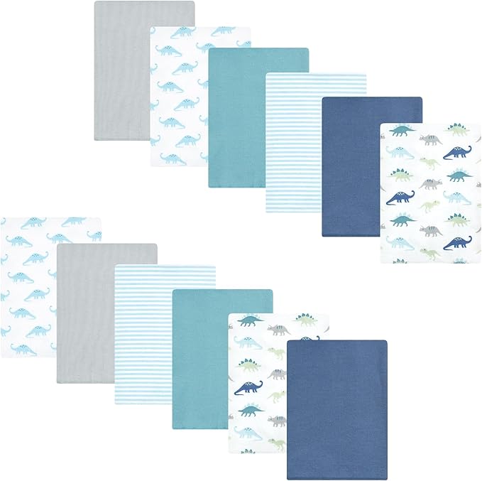 Luvable Friends Hudson Baby Flannel Burp Cloths 12pk, Soft Dino