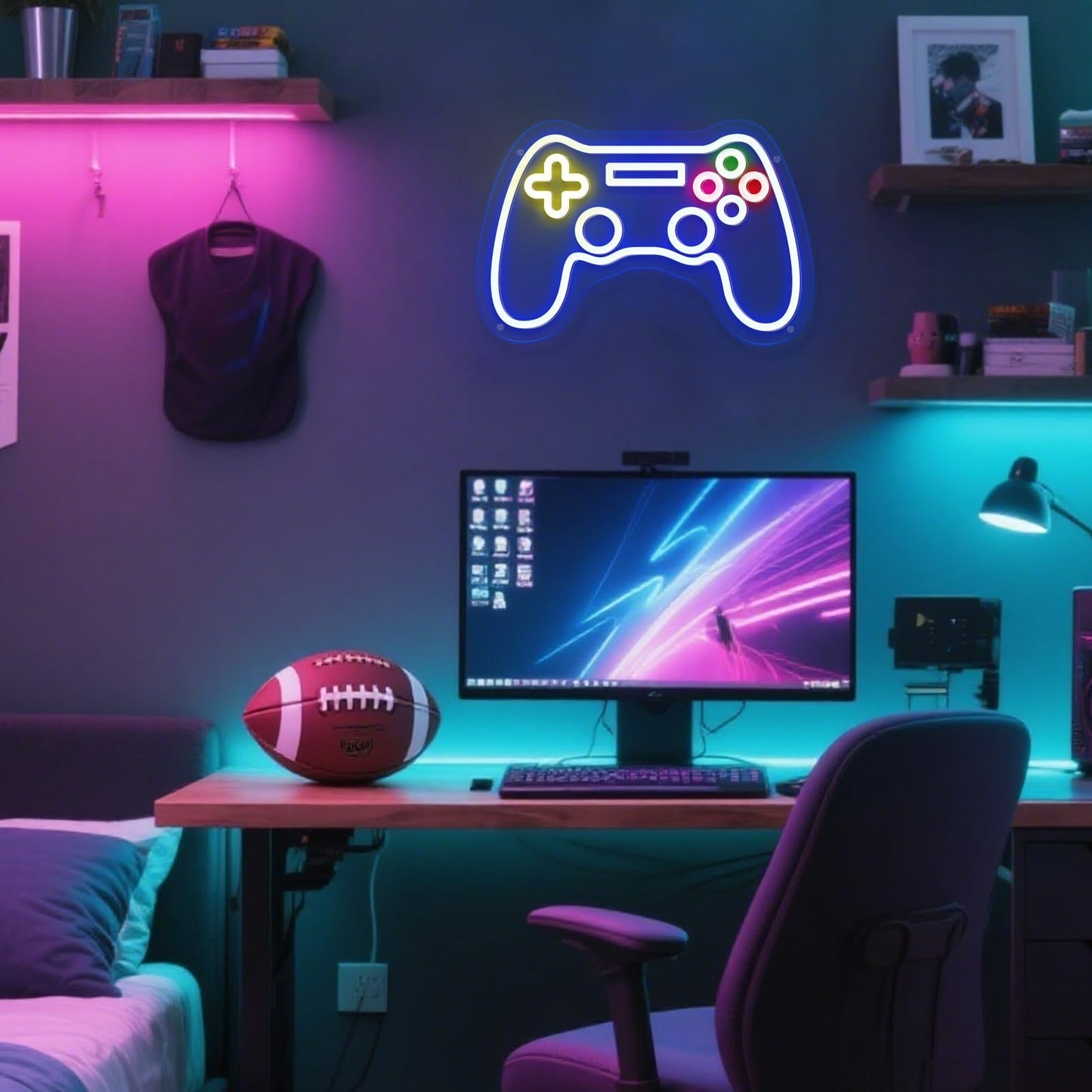 Gamer Neon Sign-Game Led Sign For Teen Boy Gamepad Shaped Signs Light For Gamer Room Bedroom Wall Decor Gifts
