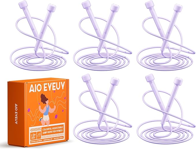 5 Pack Adjustable Jump Rope for Fitness and Exercise,Lightweight PVC Skipping Rope for Men,Women and Kids-Tangle-Free for ...