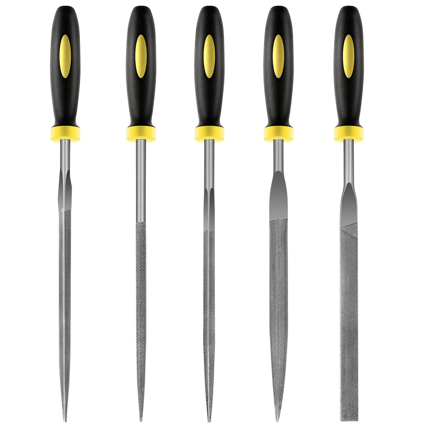 5 pcs Metal Needle File Set,Premium Small File Set, Hardened Alloy Strength Steel File Tools Includes Round, Half-Round, Flat, Square, Triangular File for Detail and Precise Work,by XEKIGU