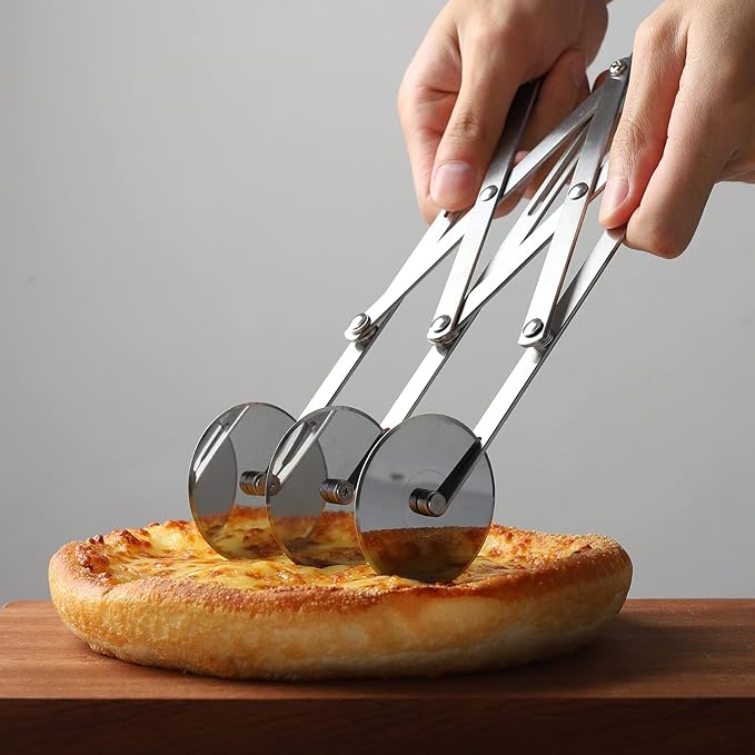 3 Wheel Pizza Cutter Stainless Steel Pastry Cutter Wheel Pasta Dough Cutter for Baking Noodle Ravioli Pizza Brownie Cookie