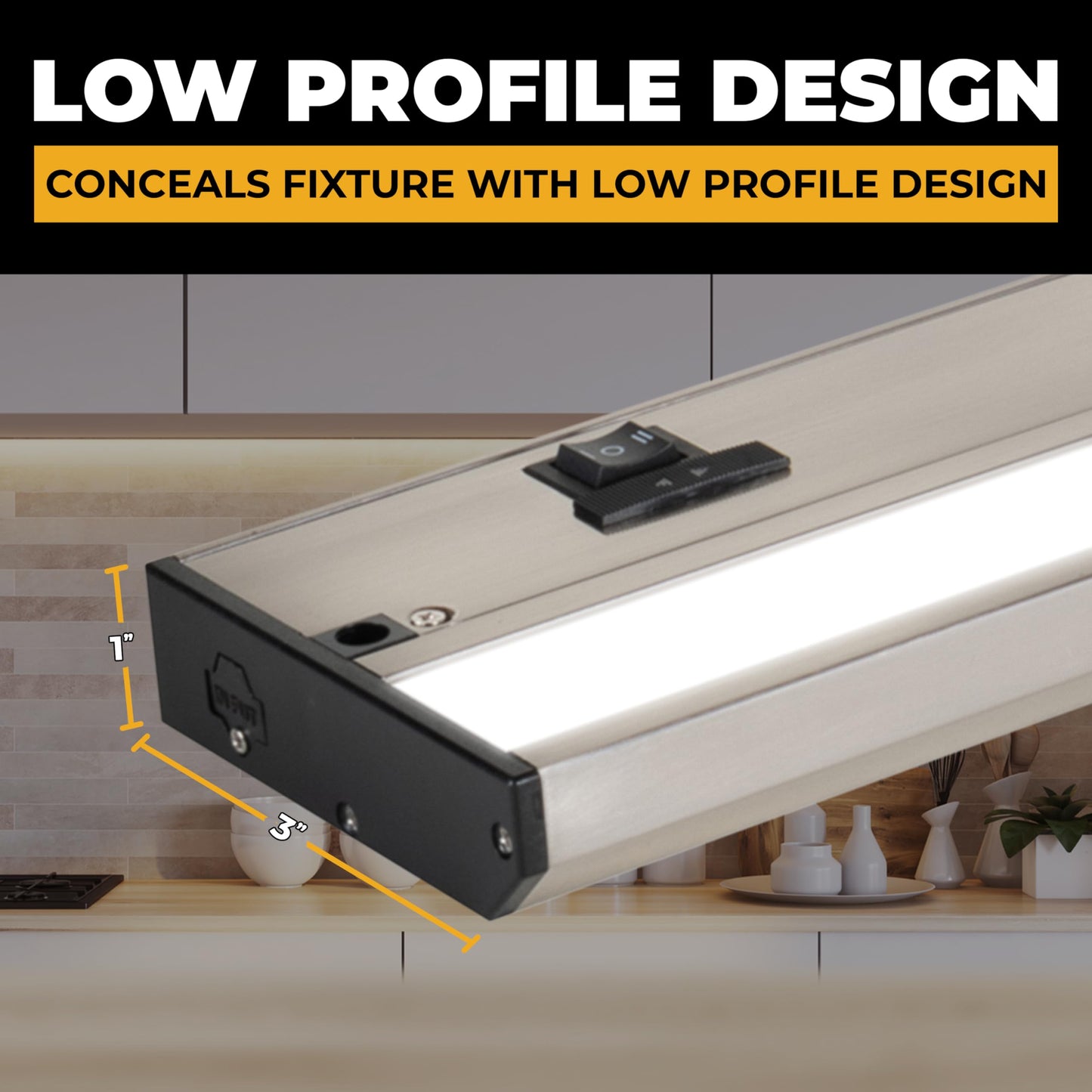 NSL LED Under Cabinet Lighting Dimmable - 9 Inch Satin Nickel, 3 Color Temperatures (2700K, 3000K, 4000K), Model LTSPRO-