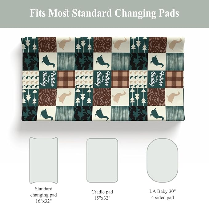 Camouflage Duck Hunting Changing Pad Covers for Baby Girl Boy Green Mallard Ducks Plaids Fitted Change Table Cover Mats Wild Ducks Soft Diaper Changing Table Sheets 32''×16''