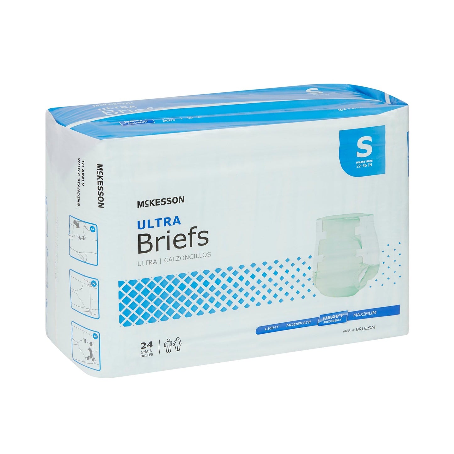 McKesson Ultra Briefs, [96 Count], Small, 22-36 in. Incontinence Adult Diapers, Heavy Absorbency, Unisex, Disposable, Elastic Leg Gathers and Contoured Fit for Men and Women