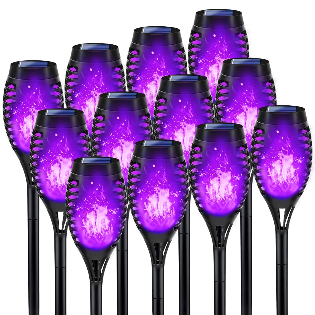 LNRYY Solar Torch Lights - 12Pack Purple Outdoor LED Halloween Decorations