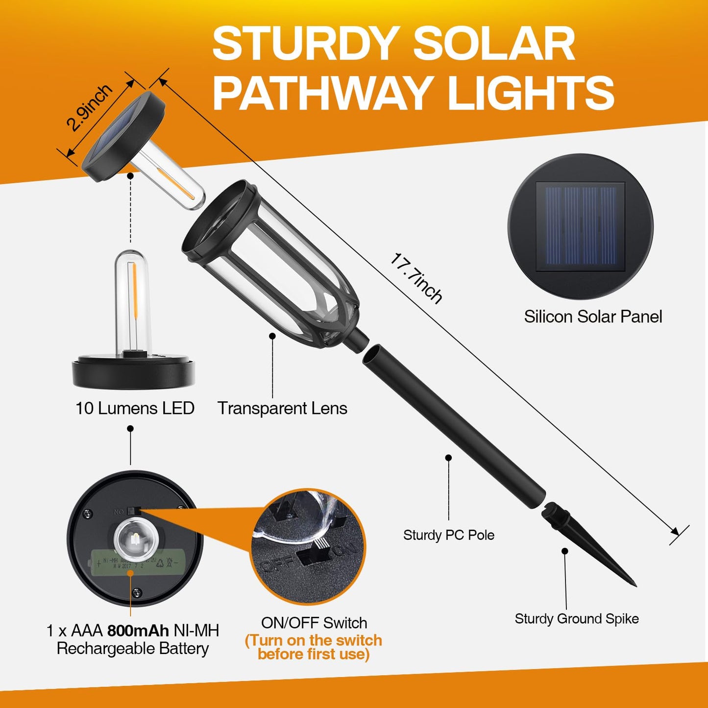 Barleit Solar Pathway Lights  Bright Solar Lights Outdoor Waterproof Ip65  Auto On/Off Solar Lights For Outside  Solar Garden Lights Landscape Lighting For Walkway Lawn Yard (4 Pack)