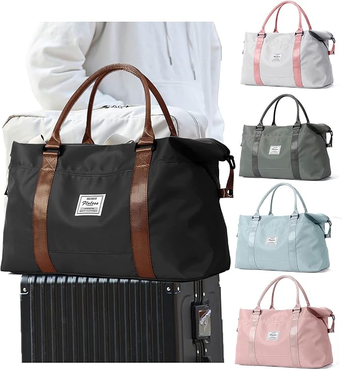 Sport Travel Duffle Large Gym Tote for Women, Weekender Carry-on for Airplane, Ladies Beach Overnight Luggage With Wet Bag Black Large Hospital Bag for Labor and Delivery