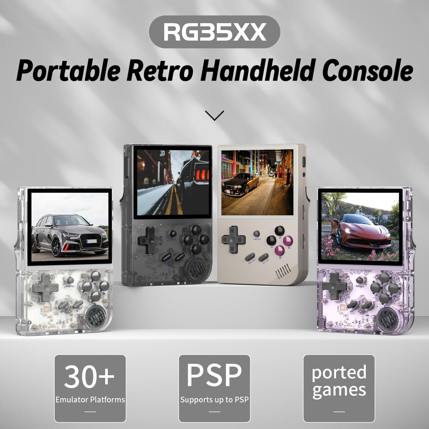 RG35XX 2024 Retro Gaming Consoles with 64GB Card rg35xx Handheld Game Console 3.5 inch IPS Screen Linux System Classic Emulator Hand Held Gaming Console Support HD TV Output Black