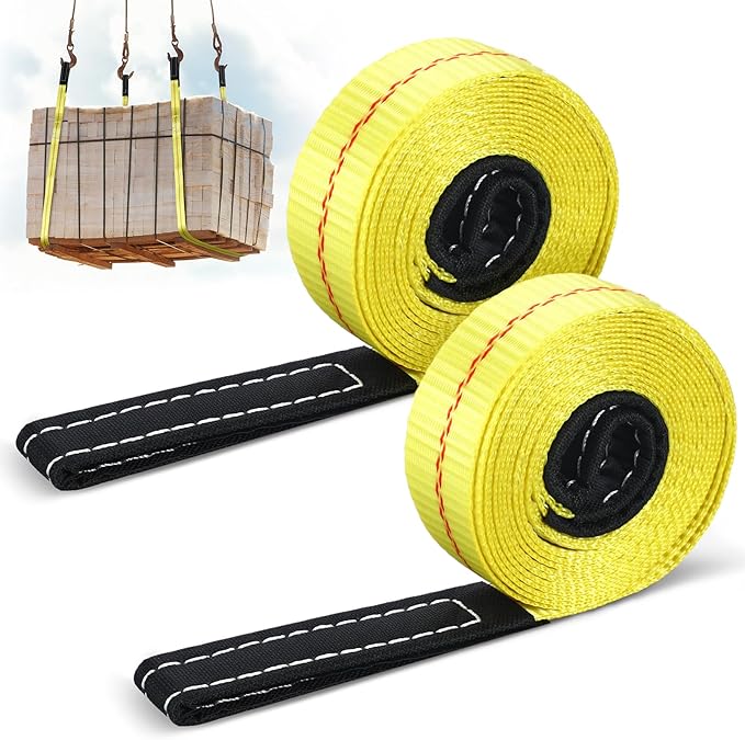 Shappy 2 Pcs 10' x 1" Lifting Sling Straps Heavy Duty Lifting Nylon Sling Web Slings Tree Saver Recovery Strap for Constru...