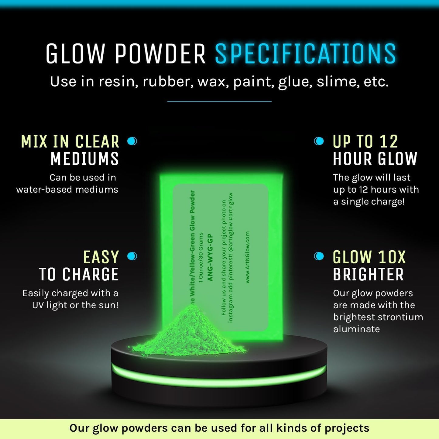 Glow in The Dark Pigment Powder - Neutral and Fluorescent Color for Art Painting, Fine Art, Nail Art Paint, and DIY Crafts - Long Lasting, 10+ Color Options - Fluorescent Red - (120 Grams/4 Ounces)