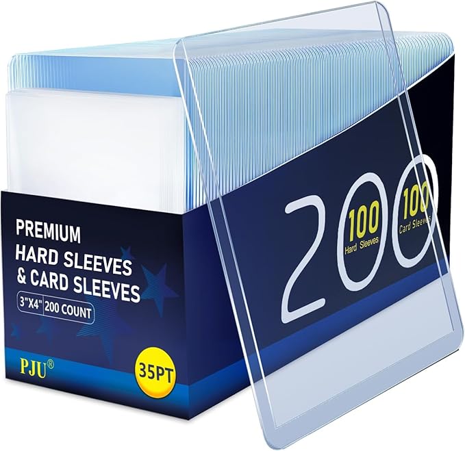 200 Hard Plastic Card Sleeves, Premium Card Sleeves, 3"x 4" Baseball Cards Protectors Plastic, Sports Trading Baseball Gam...