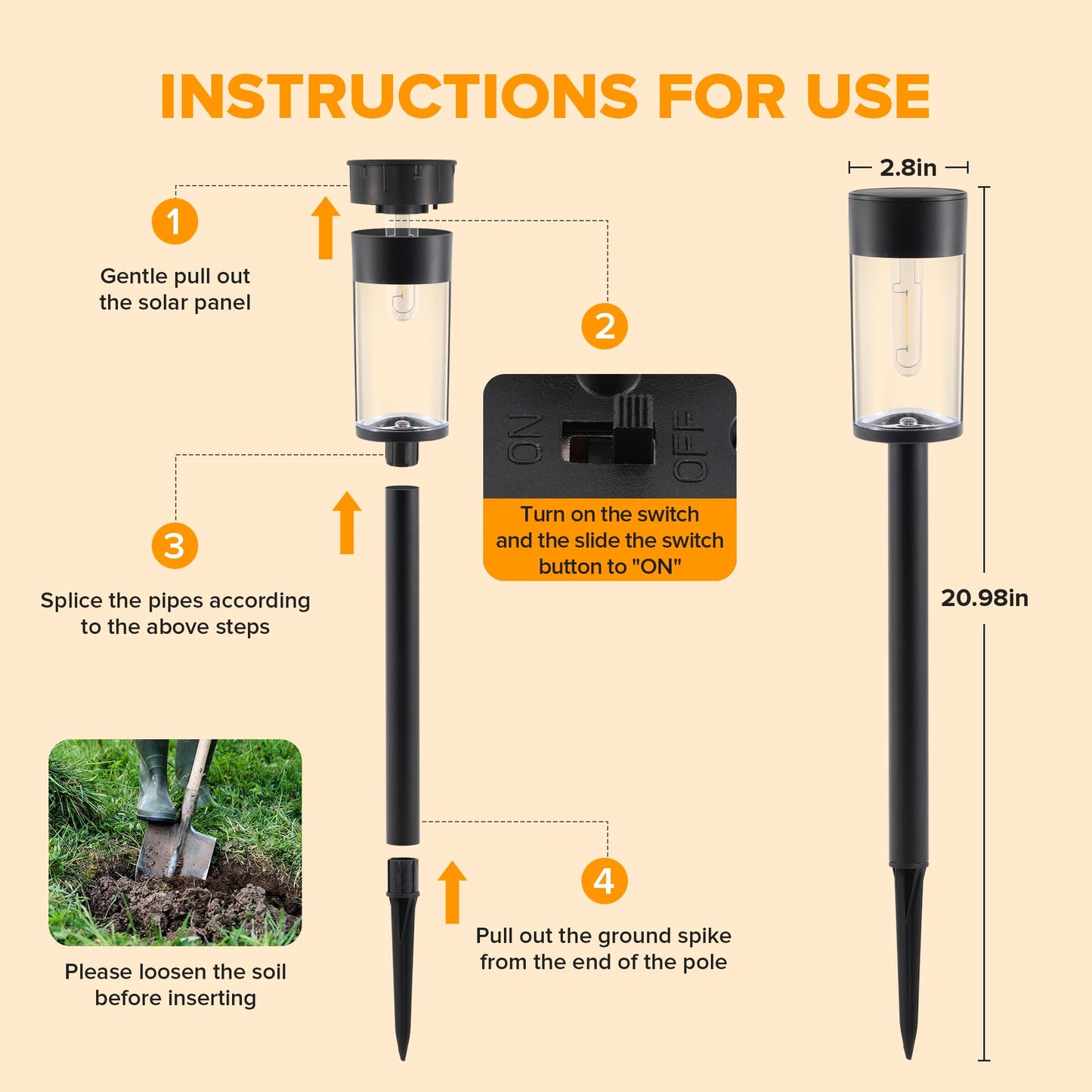 Ume 10 Pack Solar Pathway Lights Outdoor  Bright Solar Garden Lights With Metal Design-Ip65 Waterproof  Auto On/Off  3000K Led Landscape Lighting For Yard  Lawn  Walkway  Driveway  Patio Decor