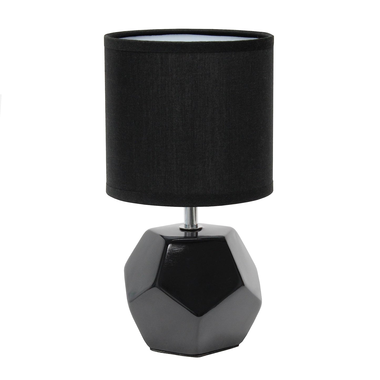 Simple Designs Lt2065-Gry Mini Table Lamp, Gray Ceramic With Fabric Shade, 5.5L X 5.5W X 10.4H