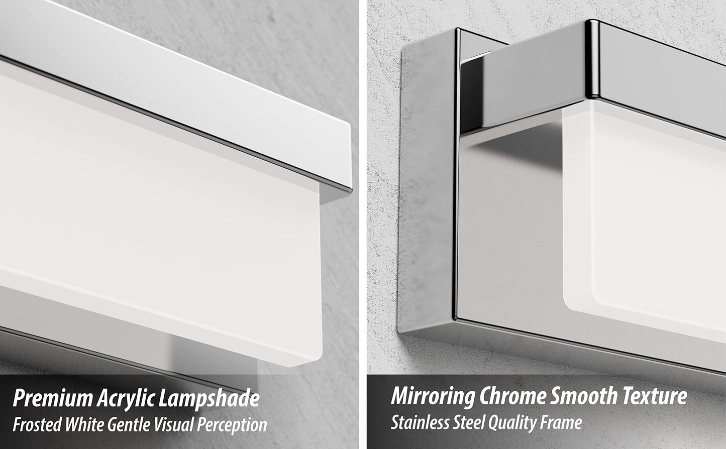 Lightinn Led Bathroom Vanity Light Fixture, 32.3 Chrome Stainless Steel, Model 8890-24W-Chr, Modern Design, Daylight 4000K