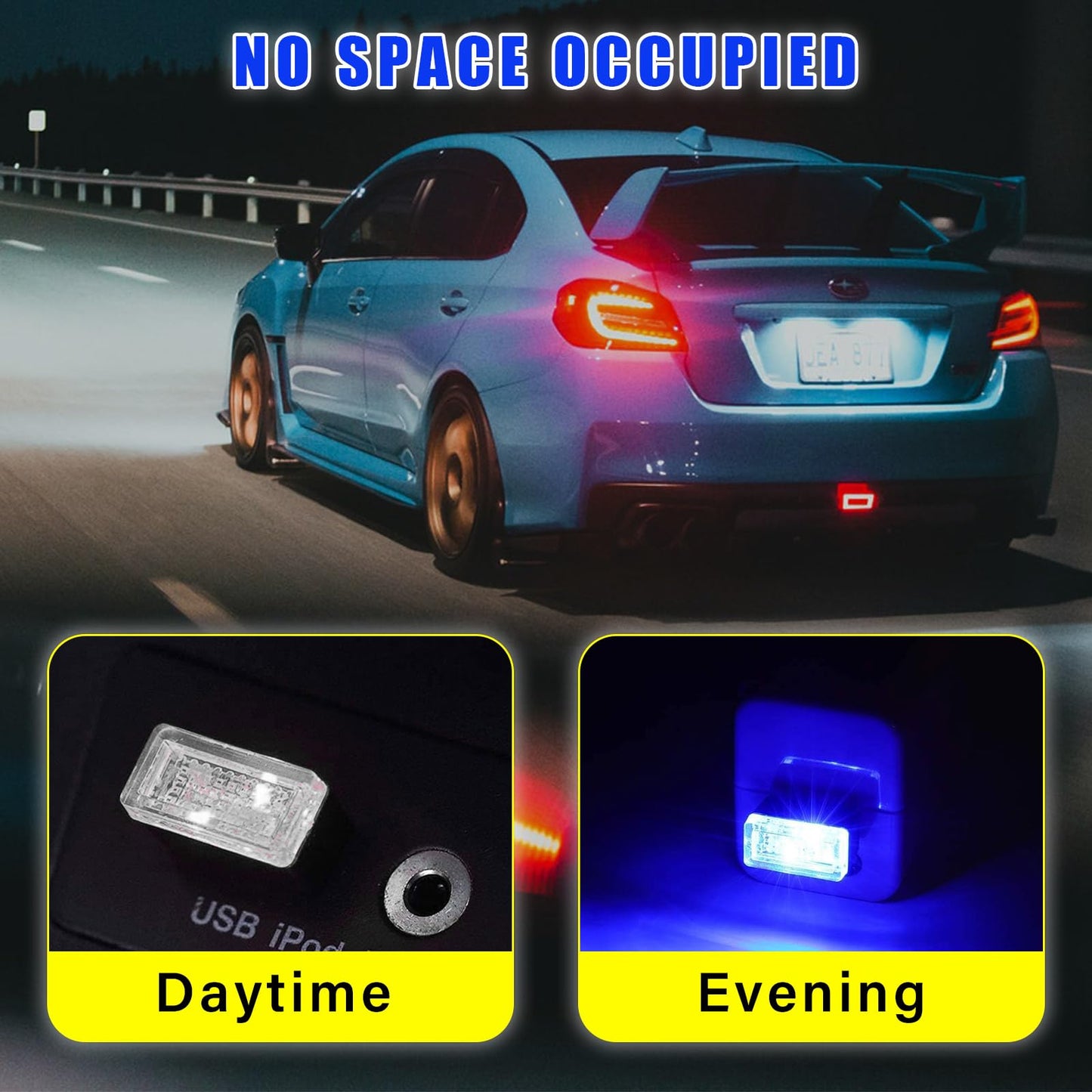 Augeny Usb Led Car Interior Atmosphere Lamp Kit - Portable Night Light, Red & Blue, Universal Fit For Most Vehicles