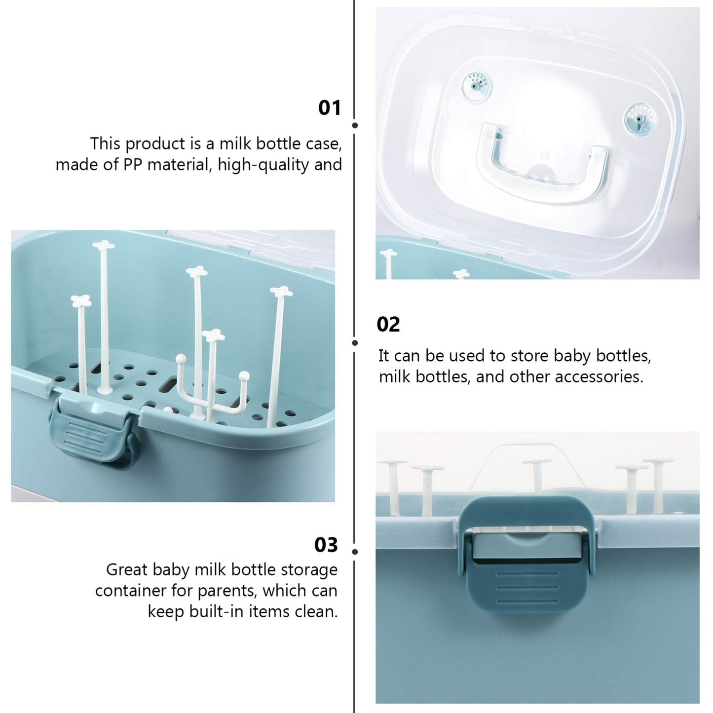 Baby Bottle Dryer 1Pc Portable Baby Bottle Drying Rack Storage Box Bottle Storage Box Organizer Case Portable Feeding Bottle Kitchen Cabinet for Home Travel Drainer