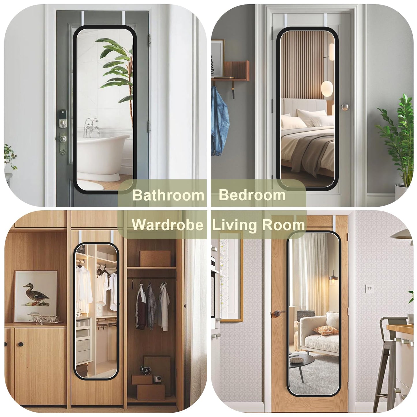 Dexspoeny Over-The-Door Mirror Hanger, Adjustable 13.6 in Door Mirrors Hanger with Protective Lining, Prevent Scratches, 2 Pcs Mirrors Brackets Perfect Height and Fit (Mirror Not Included) - White